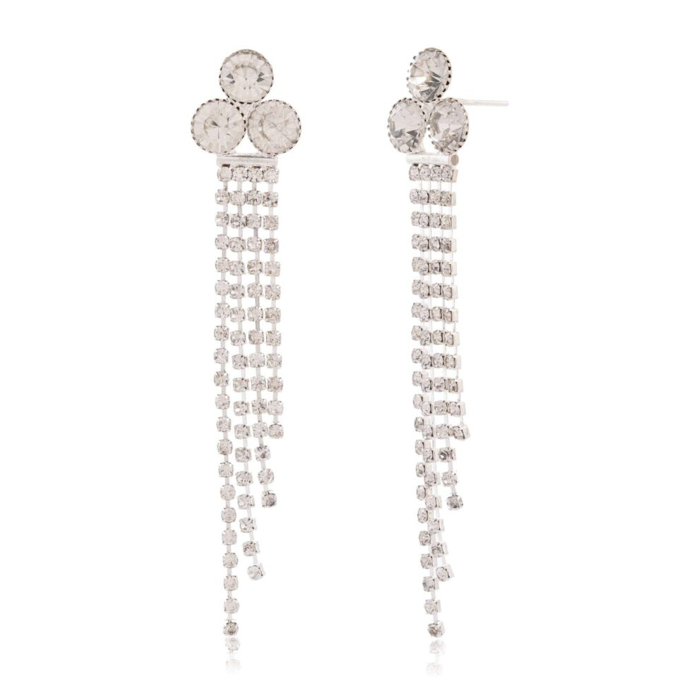Silver Rhinestone Tassel Earrings Long Crystal Dangle Statement Earrings for Women (BLACKLUXE CRAFTS) - BLACKLUXECRAFTS