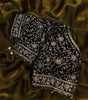Women’s Luxe Olive-Gold Silk Saree with Heavily Embellished Blouse & Border – Ideal for Evening, Wedding & Reception Wear (BLACK LUXE CRAFTS) - BLACKLUXECRAFTS
