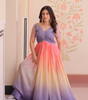 Handmade Ombre Silk Anarkali Gown – Designer Indian Ethnic Party Wear Dress for Women | Traditional Festive Outfit from India (BLACKLUXE CRAFTS) - BLACKLUXECRAFTS