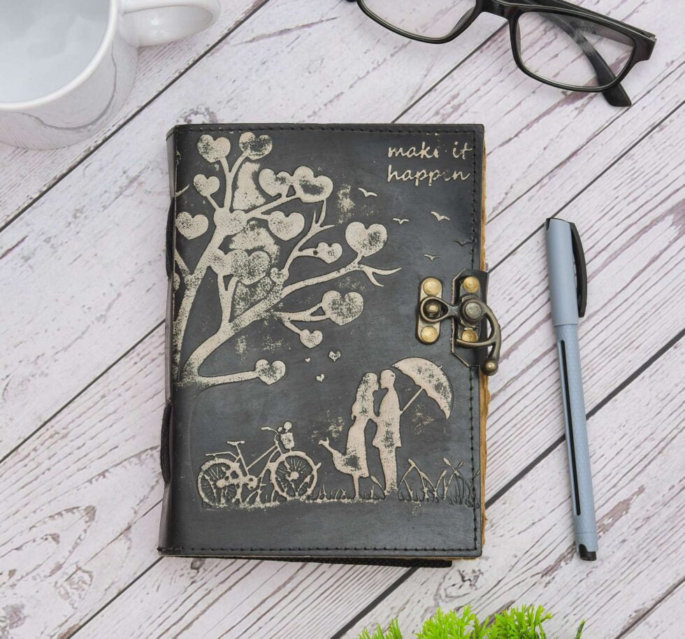 Romantic Vintage Leather Notebook with Lock | Couple Love Journal Diary with Heart Tree Design – Gift for Writers & Couples
(BLACKLUXE CRAFTS) - BLACKLUXECRAFTS