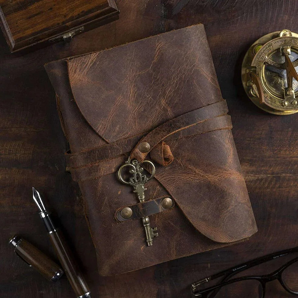 Vintage Leather Journal with Key Lock | Handmade Travel Diary, Writing Notebook & Gift for Men & Women (BLACKLUXE CRAFTS) - BLACKLUXECRAFTS