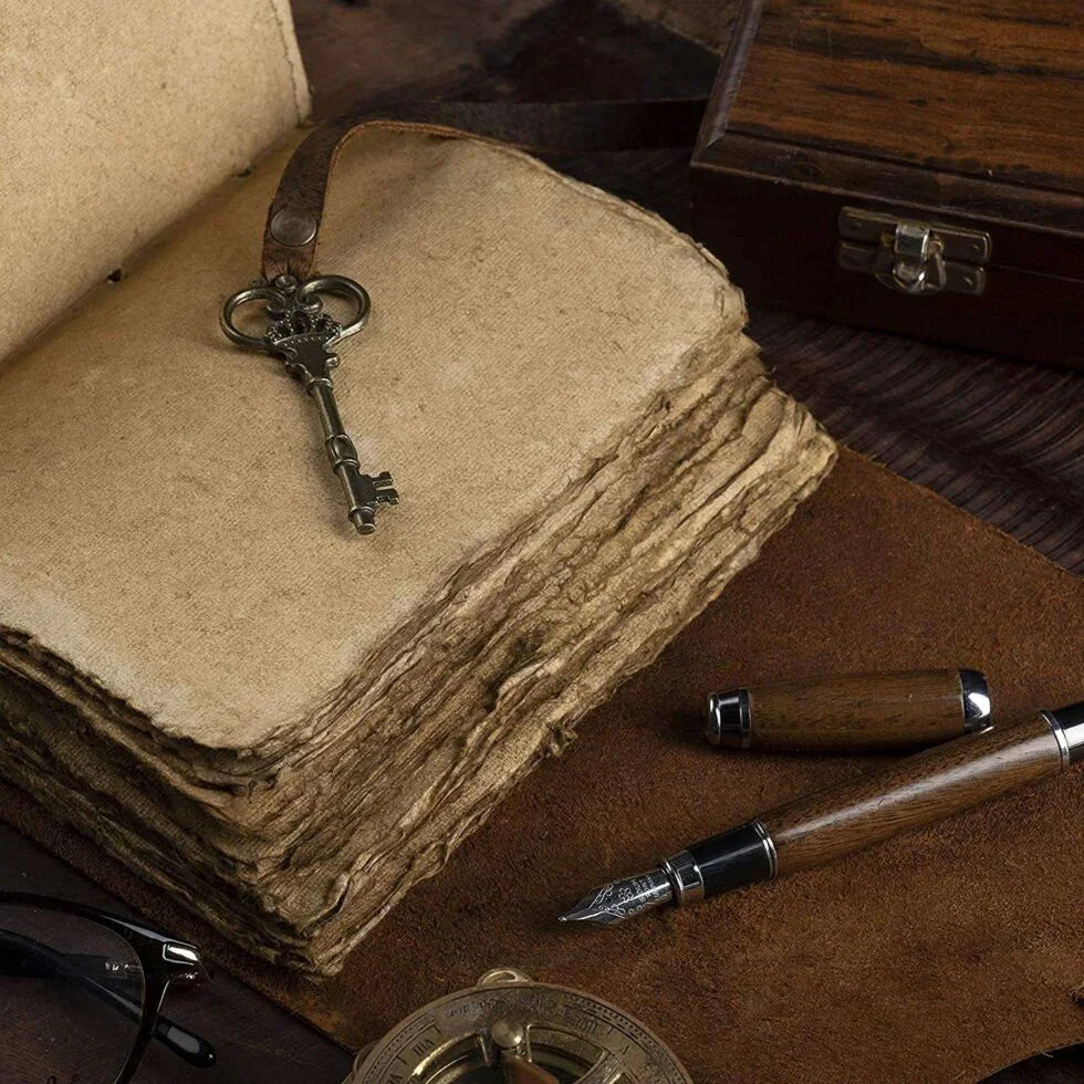 Vintage Leather Journal with Key Lock | Handmade Travel Diary, Writing Notebook & Gift for Men & Women (BLACKLUXE CRAFTS) - BLACKLUXECRAFTS