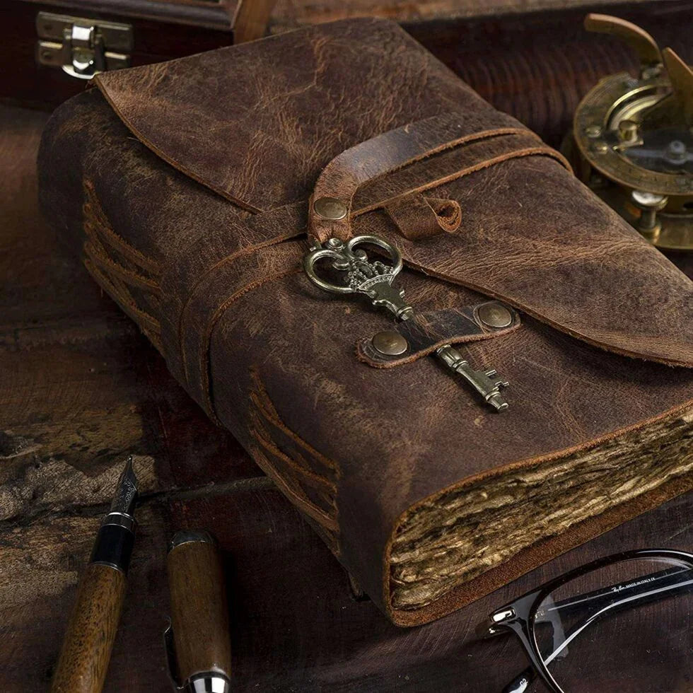 Vintage Leather Journal with Key Lock | Handmade Travel Diary, Writing Notebook & Gift for Men & Women (BLACKLUXE CRAFTS) - BLACKLUXECRAFTS