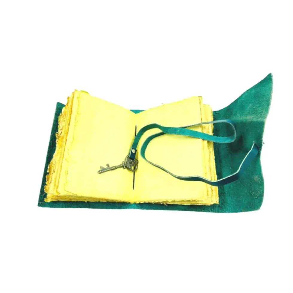 Handmade Teal Leather Journal with Key Lock | Vintage Writing Notebook, Travel Diary & Gift (BLACKLUXE CRAFTS) - BLACKLUXECRAFTS