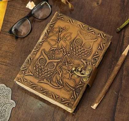 Handmade Leather Owl Journal with Lock | Vintage Writing Notebook, Travel Diary & Gift for Writers (BLACKLUXE CRAFTS) - BLACKLUXECRAFTS