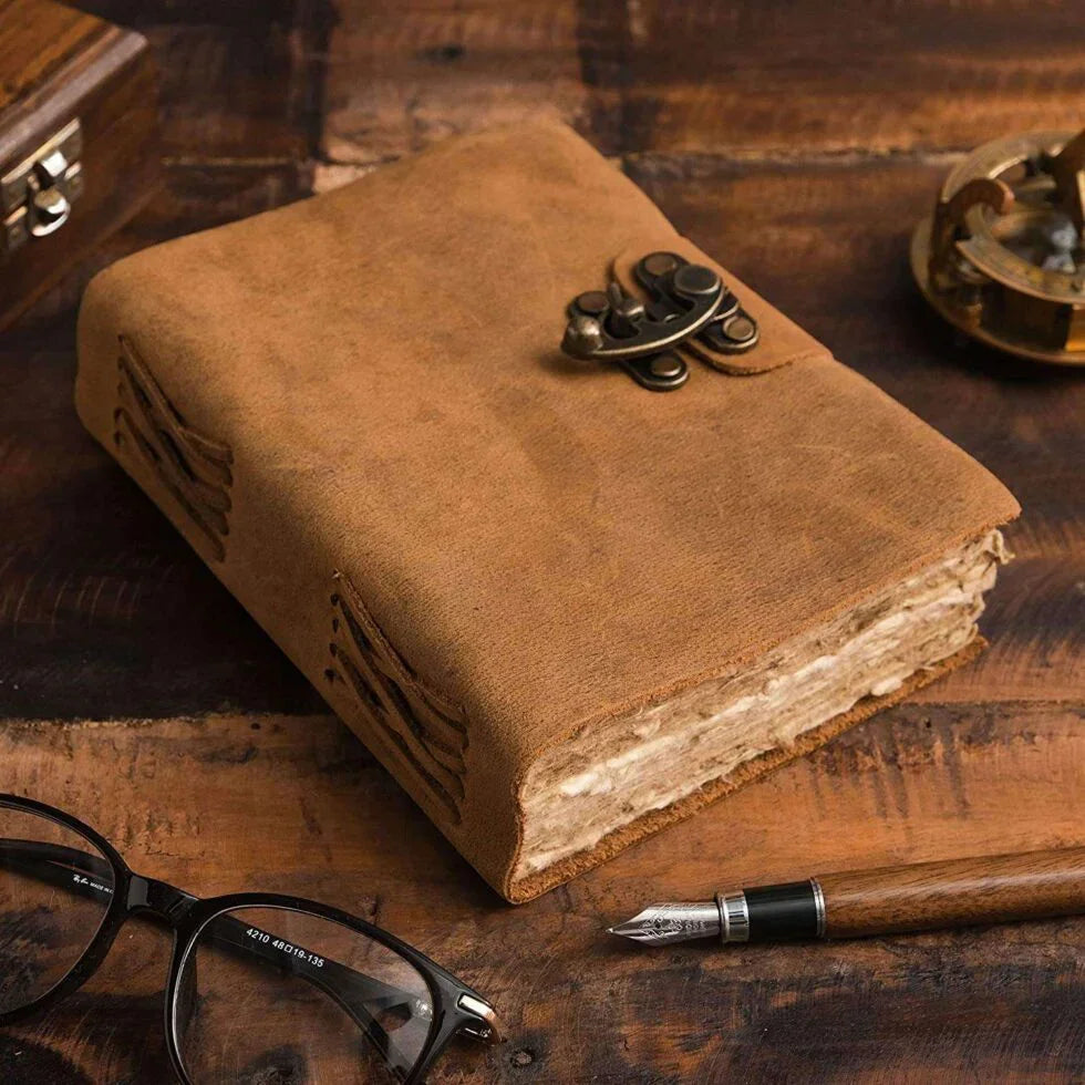 Handmade Vintage Leather Journal with Lock | Rustic Writing Notebook, Travel Diary & Gift (BLACKLUXE CRAFTS) - BLACKLUXECRAFTS