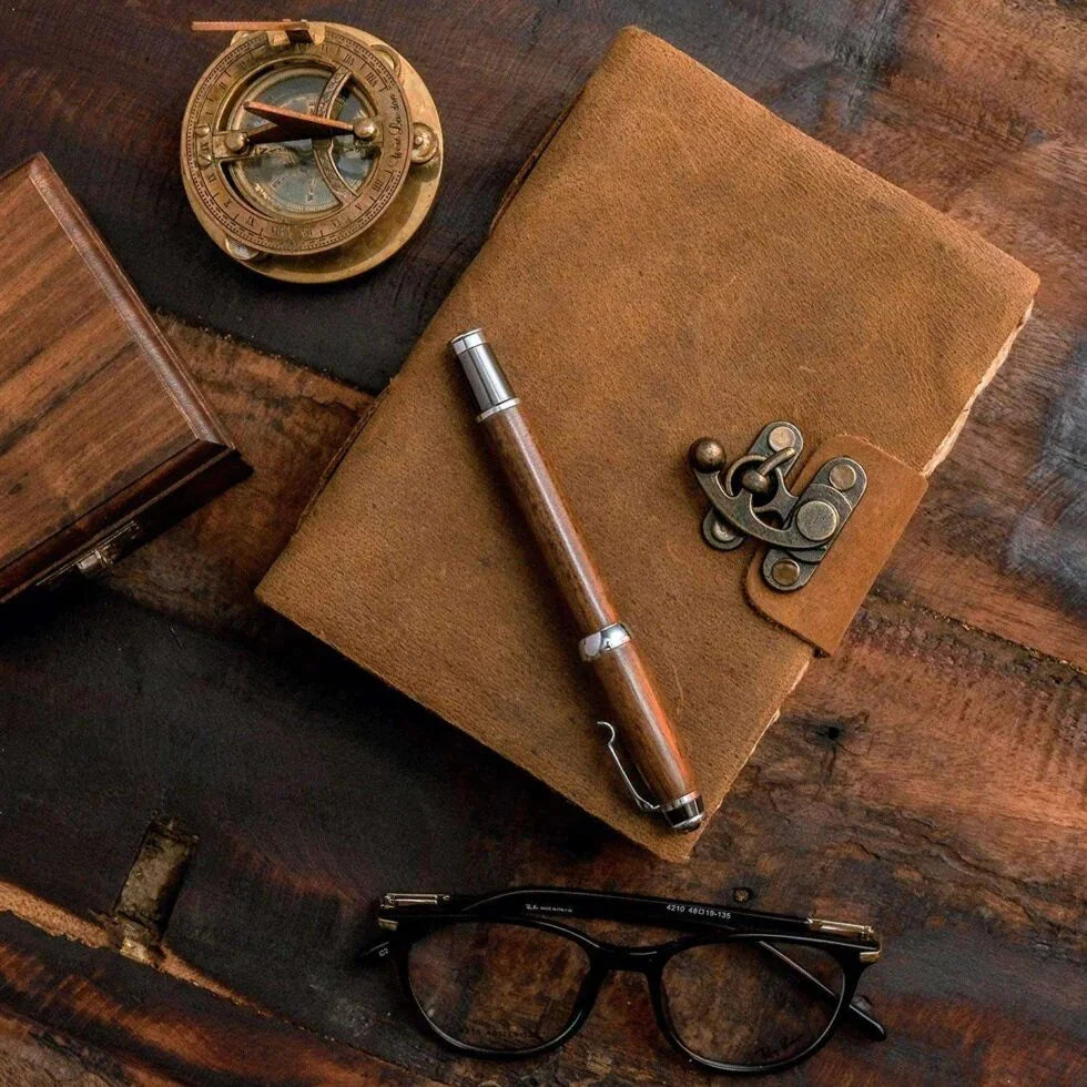 Handmade Vintage Leather Journal with Lock | Rustic Writing Notebook, Travel Diary & Gift (BLACKLUXE CRAFTS) - BLACKLUXECRAFTS