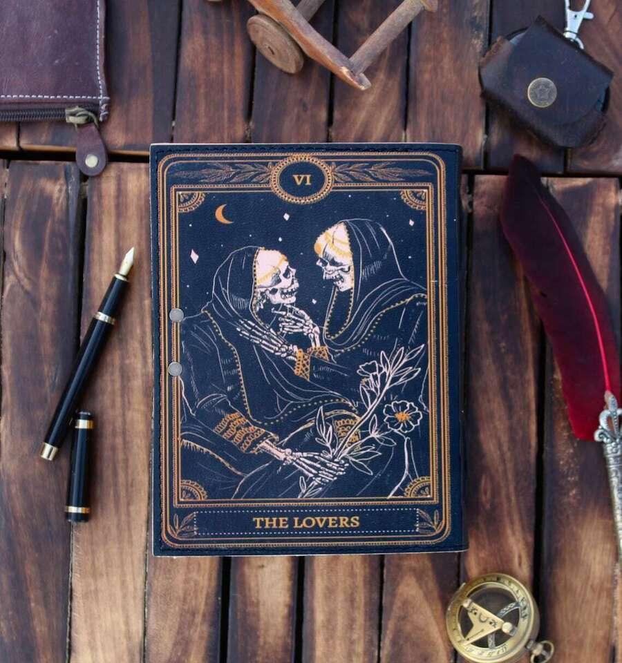 Gothic Tarot Journal – The Lovers VI Skeleton Notebook | Vintage Occult Grimoire Sketchbook, Aesthetic Writing Diary
(BLACKLUXE CRAFTS) - BLACKLUXECRAFTS