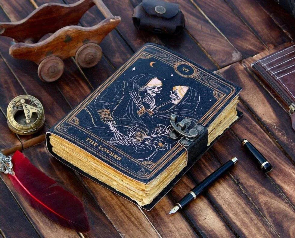 Gothic Tarot Journal – The Lovers VI Skeleton Notebook | Vintage Occult Grimoire Sketchbook, Aesthetic Writing Diary
(BLACKLUXE CRAFTS) - BLACKLUXECRAFTS