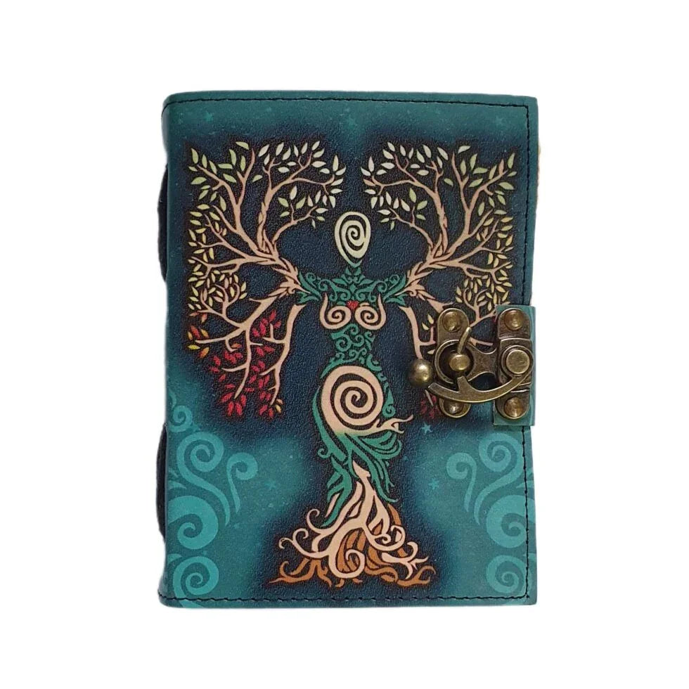 Tree of Life Goddess Journal – Celtic Leather Notebook with Lock | Mystical Wiccan Grimoire, Pagan Sketchbook, Boho Writing Diary (BLACKLUXE CRAFTS) - BLACKLUXECRAFTS