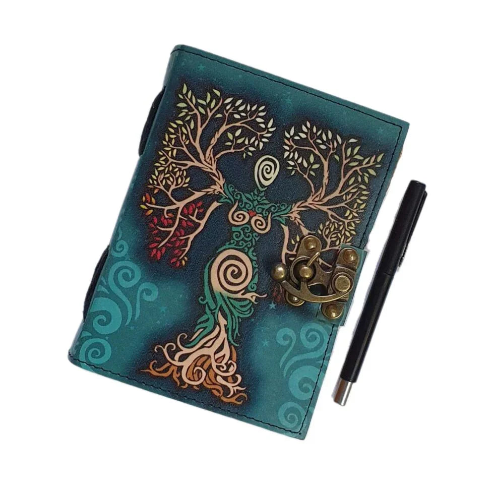 Tree of Life Goddess Journal – Celtic Leather Notebook with Lock | Mystical Wiccan Grimoire, Pagan Sketchbook, Boho Writing Diary (BLACKLUXE CRAFTS) - BLACKLUXECRAFTS