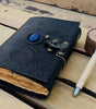 Triple Moon Goddess Leather Journal – Handmade Black Grimoire with Gemstone & Lock | Wiccan Book of Shadows, Pagan Diary, Vintage Sketchbook (BLACKLUXE CRAFTS) - BLACKLUXECRAFTS