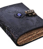 Triple Moon Goddess Leather Journal – Handmade Black Grimoire with Gemstone & Lock | Wiccan Book of Shadows, Pagan Diary, Vintage Sketchbook (BLACKLUXE CRAFTS) - BLACKLUXECRAFTS