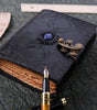 Triple Moon Goddess Leather Journal – Handmade Black Grimoire with Gemstone & Lock | Wiccan Book of Shadows, Pagan Diary, Vintage Sketchbook (BLACKLUXE CRAFTS) - BLACKLUXECRAFTS