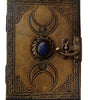 Antique Triple Moon Goddess Leather Journal – Handmade Brown Grimoire with Gemstone & Lock | Wiccan Book of Shadows, Pagan Diary, Vintage Writing Notebook (BLACKLUXE CRAFTS) - BLACKLUXECRAFTS
