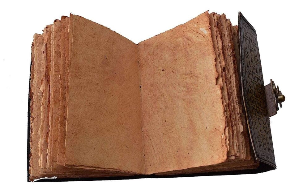 Antique Triple Moon Goddess Leather Journal – Handmade Brown Grimoire with Gemstone & Lock | Wiccan Book of Shadows, Pagan Diary, Vintage Writing Notebook (BLACKLUXE CRAFTS) - BLACKLUXECRAFTS