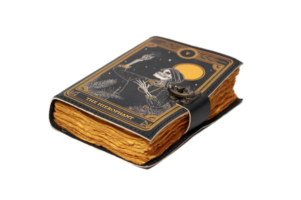 The Lovers Tarot Leather Journal – Gothic Handmade Notebook with Lock | Vintage Grimoire, Wiccan Book of Shadows, Occult Writing Diary (BLACKLUXE CRAFTS) - BLACKLUXECRAFTS