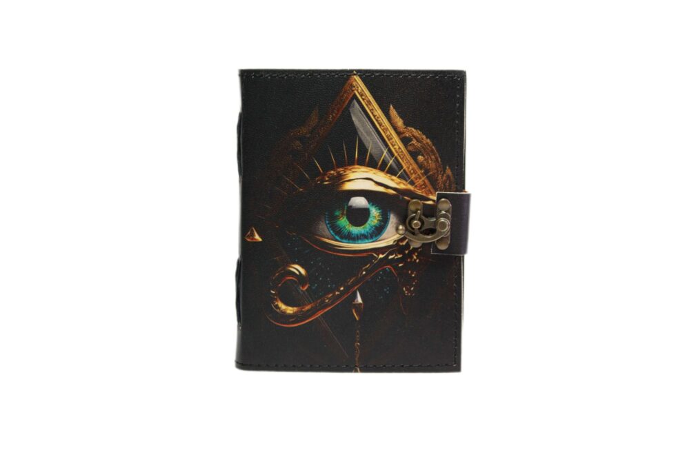 All-Seeing Eye Leather Journal – Handmade Occult Notebook with Lock | Esoteric Grimoire, Wiccan Book of Shadows, Vintage Writing Diary. (BLACKLUXE CRAFTS) - BLACKLUXECRAFTS