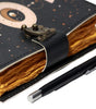 Celestial Moon Phase Leather Journal – Handmade Astrology Notebook with Lock | Wiccan Book of Shadows, Gothic Grimoire, Vintage Writing Diary (BLACKLUXE CRAFTS) - BLACKLUXECRAFTS