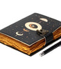 Celestial Moon Phase Leather Journal – Handmade Astrology Notebook with Lock | Wiccan Book of Shadows, Gothic Grimoire, Vintage Writing Diary (BLACKLUXE CRAFTS) - BLACKLUXECRAFTS