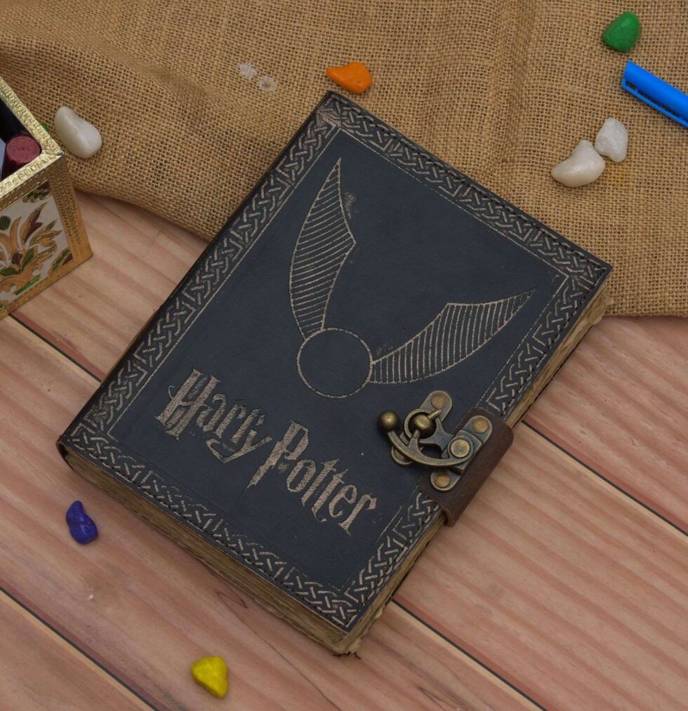 Harry Potter Vintage Leather Notebook with Lock | Golden Snitch Journal Diary for Writing, Sketching & Gifting (BLACKLUXE CRAFTS) - BLACKLUXECRAFTS