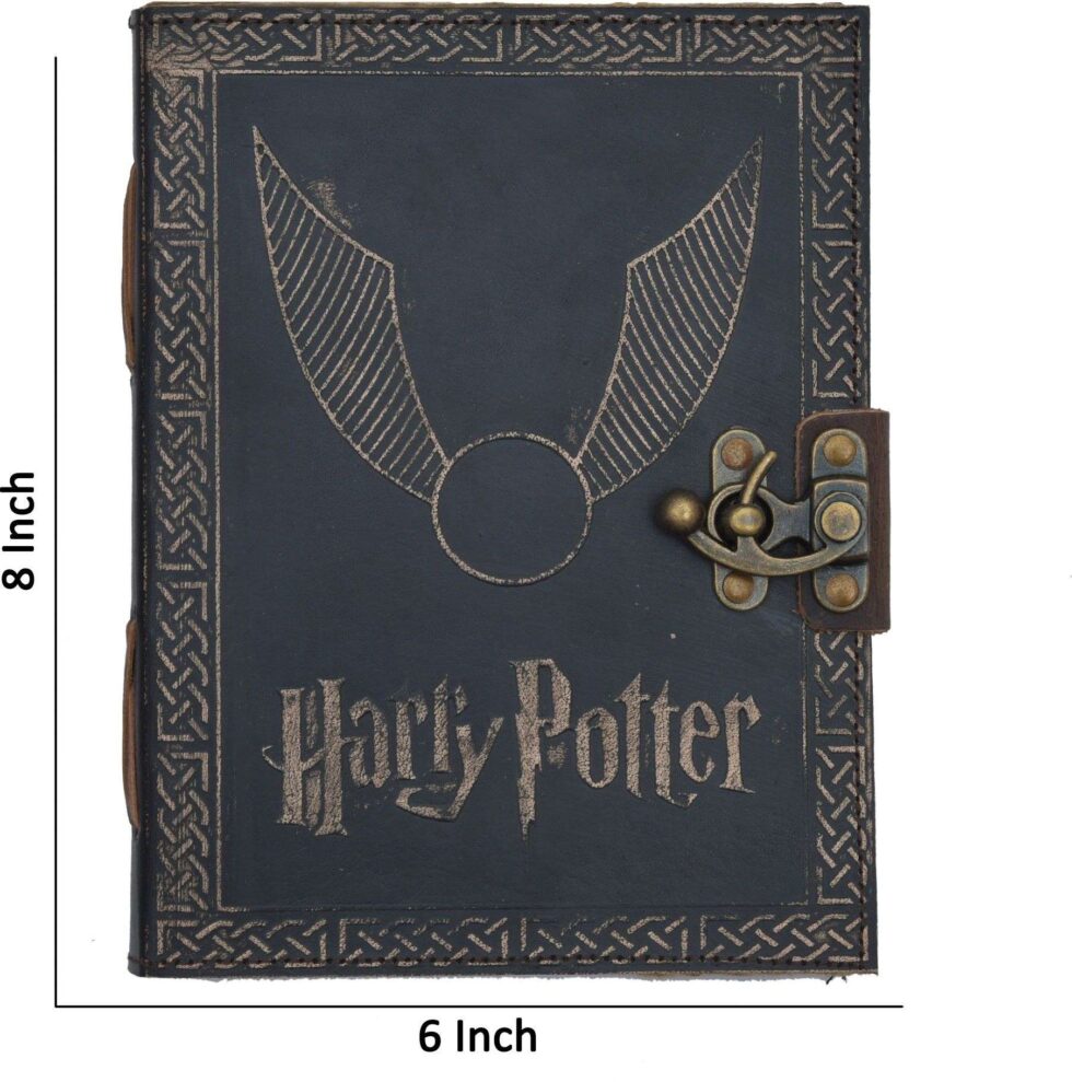 Harry Potter Vintage Leather Notebook with Lock | Golden Snitch Journal Diary for Writing, Sketching & Gifting (BLACKLUXE CRAFTS) - BLACKLUXECRAFTS