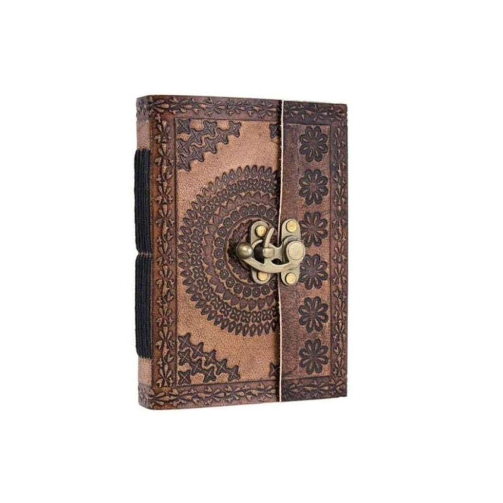 Handmade Leather Journal Notebook – Vintage Mandala Embossed Diary with Lock, Boho Writing Journal & Gift (BLACKLUXE CRAFTS) - BLACKLUXECRAFTS