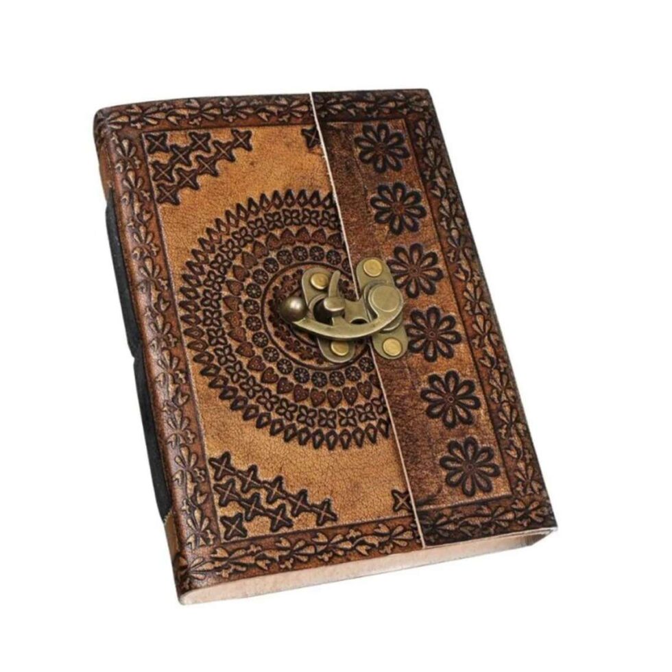 Handmade Leather Journal Notebook – Vintage Mandala Embossed Diary with Lock, Boho Writing Journal & Gift (BLACKLUXE CRAFTS) - BLACKLUXECRAFTS