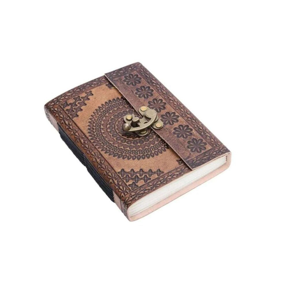 Handmade Leather Journal Notebook – Vintage Mandala Embossed Diary with Lock, Boho Writing Journal & Gift (BLACKLUXE CRAFTS) - BLACKLUXECRAFTS