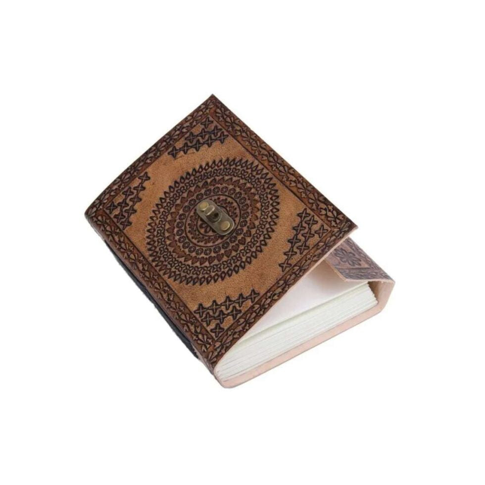 Handmade Leather Journal Notebook – Vintage Mandala Embossed Diary with Lock, Boho Writing Journal & Gift (BLACKLUXE CRAFTS) - BLACKLUXECRAFTS