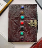 Handmade Leather Journal with Chakra Stones & Pentagram Design – Vintage Lock Diary for Writing, Witchcraft & Gifting (BLACKLUXE CRAFTS) - BLACKLUXECRAFTS