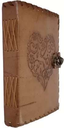 Handmade Leather Journal with Heart Emboss & Lock – Vintage Writing Notebook, Travel Diary, Sketchbook Gift (BLACKLUXE CRAFTS) - BLACKLUXECRAFTS