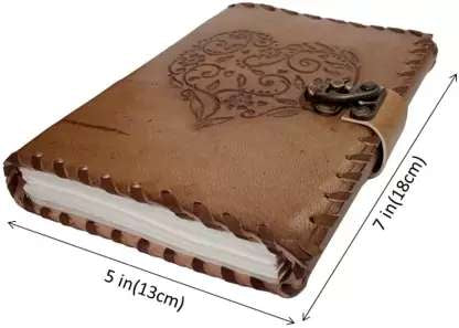Handmade Leather Journal with Heart Emboss & Lock – Vintage Writing Notebook, Travel Diary, Sketchbook Gift (BLACKLUXE CRAFTS) - BLACKLUXECRAFTS