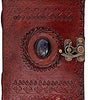 Handmade Vintage Leather Journal with Gemstone & Lock – Antique Writing Notebook, Travel Diary, Sketchbook Gift (BLACKLUXE CRAFTS) - BLACKLUXECRAFTS