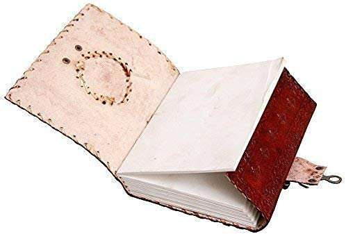 Handmade Vintage Leather Journal with Gemstone & Lock – Antique Writing Notebook, Travel Diary, Sketchbook Gift (BLACKLUXE CRAFTS) - BLACKLUXECRAFTS