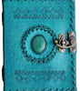 Handmade Turquoise Leather Journal with Gemstone & Lock – Vintage Writing Notebook, Travel Diary, Wiccan Spell Book, Sketchbook (BLACKLUXE CRAFTS) - BLACKLUXECRAFTS