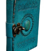 Handmade Turquoise Leather Journal with Gemstone & Lock – Vintage Writing Notebook, Travel Diary, Wiccan Spell Book, Sketchbook (BLACKLUXE CRAFTS) - BLACKLUXECRAFTS