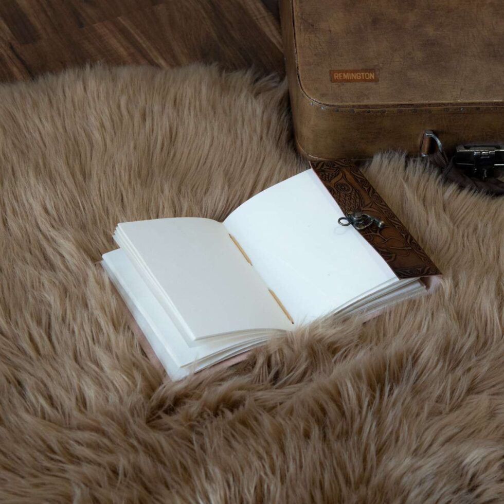 Handmade Leather Journal with Owl Emboss & Lock – Vintage Writing Notebook, Boho Diary, Travel Sketchbook Gift (BLACKLUXE CRAFTS) - BLACKLUXECRAFTS