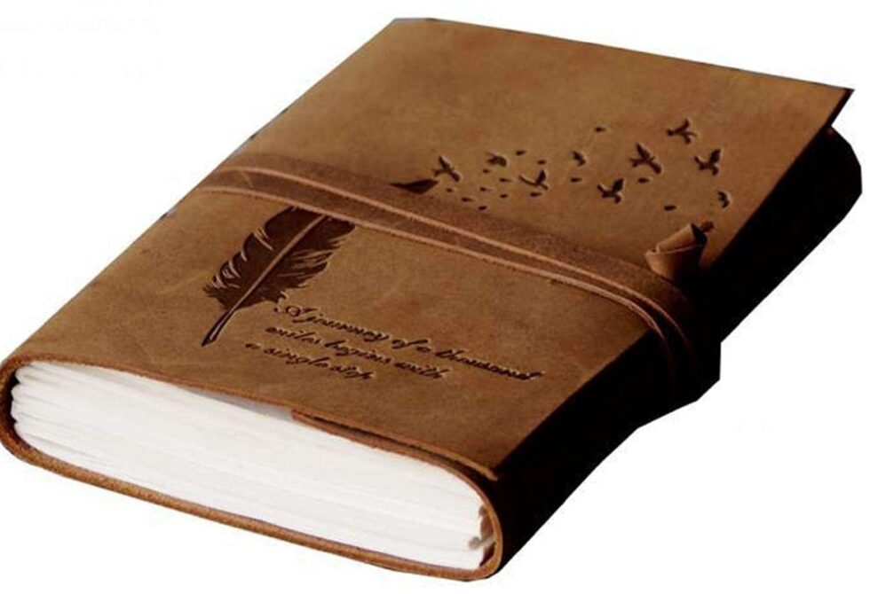 Handmade Leather Journal – Vintage Travel Diary with Feather & Birds Engraving, Quote Notebook for Writing & Gifting (BLACKLUXE CRAFTS) - BLACKLUXECRAFTS