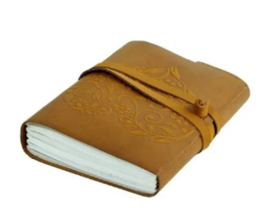 Handmade Leather Journal – Embossed Tan Notebook, Vintage Writing Diary, Rustic Travel Sketchbook, Gift Journal (BLACKLUXE CRAFTS) - BLACKLUXECRAFTS