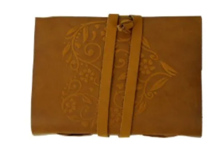 Handmade Leather Journal – Embossed Tan Notebook, Vintage Writing Diary, Rustic Travel Sketchbook, Gift Journal (BLACKLUXE CRAFTS) - BLACKLUXECRAFTS