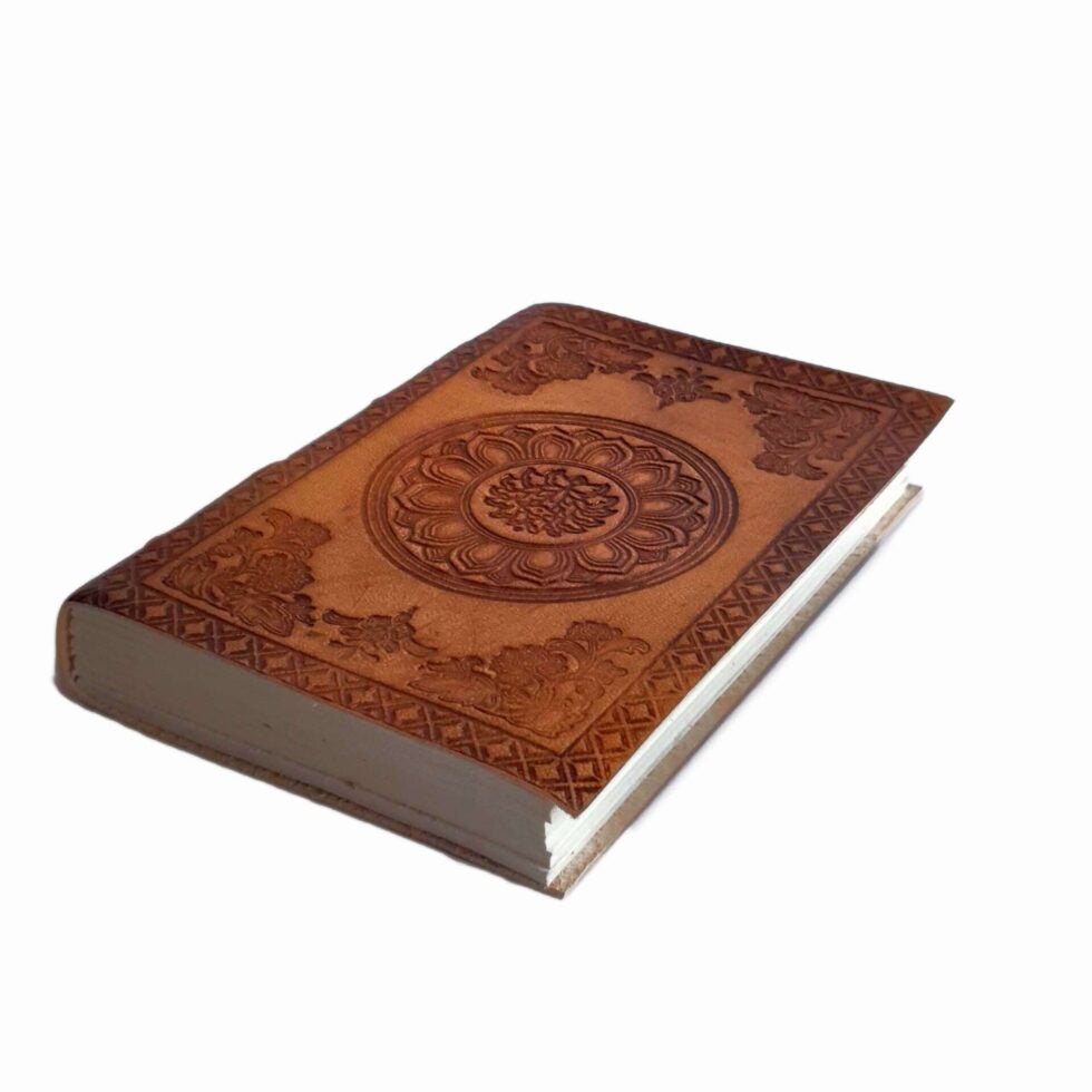 Handmade Embossed Leather Journal Notebook – Vintage Brown Mandala Design Writing Diary for Men & Women (BLACKLUXE CRAFTS) - BLACKLUXECRAFTS