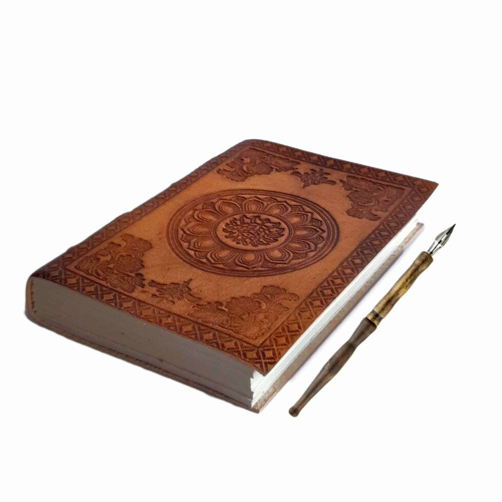 Handmade Embossed Leather Journal Notebook – Vintage Brown Mandala Design Writing Diary for Men & Women (BLACKLUXE CRAFTS) - BLACKLUXECRAFTS