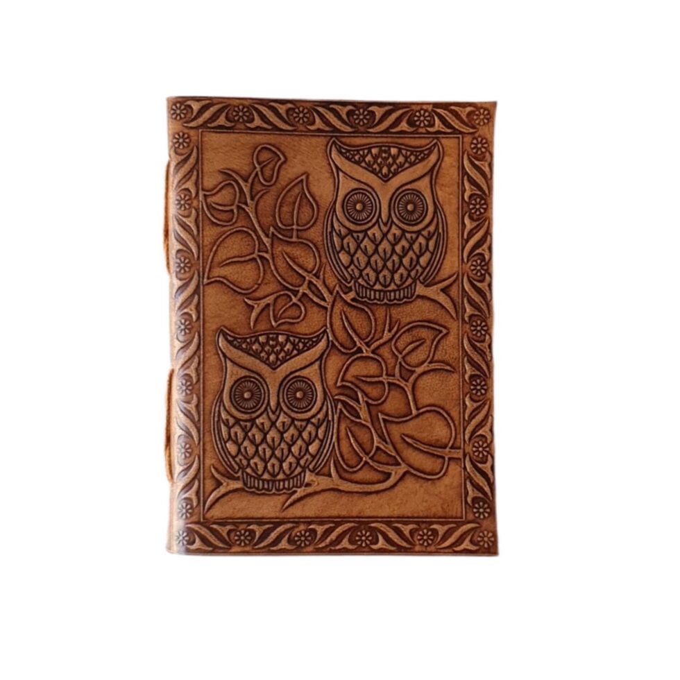 Handmade Embossed Leather Journal Notebook – Vintage Brown Owl Design Writing Diary with Thick Unlined Pages
(BLACKLUXE CRAFTS) - BLACKLUXECRAFTS