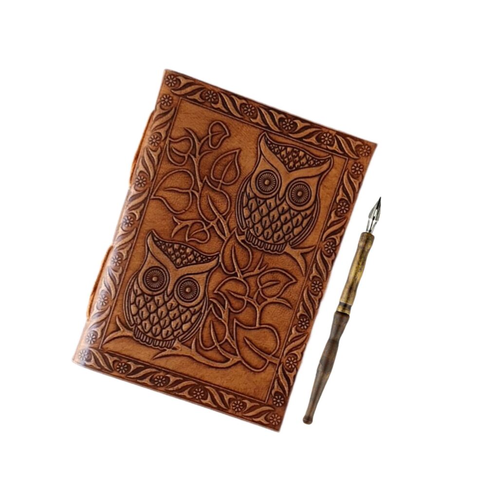 Handmade Embossed Leather Journal Notebook – Vintage Brown Owl Design Writing Diary with Thick Unlined Pages
(BLACKLUXE CRAFTS) - BLACKLUXECRAFTS
