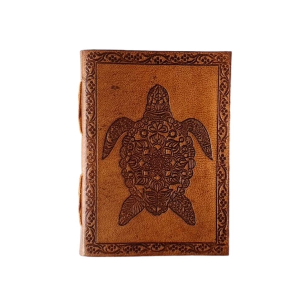 Handmade Embossed Leather Journal Notebook – Vintage Brown Turtle Design Writing Diary with Unlined Pages
(BLACKLUXE CRAFTS) - BLACKLUXECRAFTS