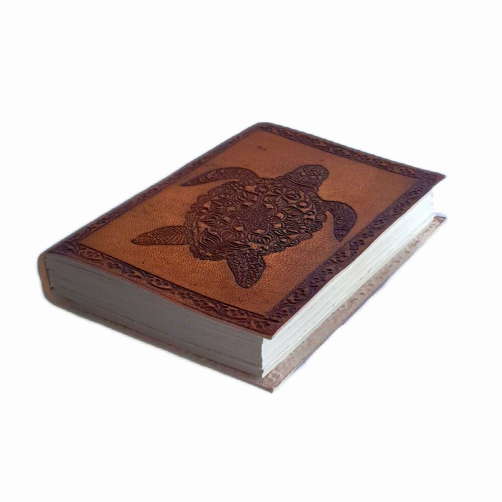 Handmade Embossed Leather Journal Notebook – Vintage Brown Turtle Design Writing Diary with Unlined Pages
(BLACKLUXE CRAFTS) - BLACKLUXECRAFTS