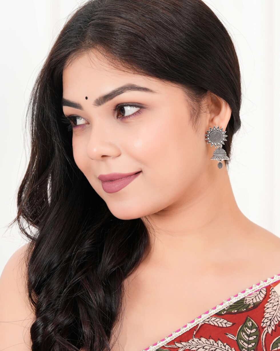 Handmade Oxidized Silver Jhumka Earrings for Women – Ethnic Indian Boho Dangle Jewelry (BLACKLUXE CRAFTS) - BLACKLUXECRAFTS