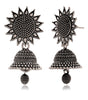 Oxidized Silver Sunflower Jhumka Earrings – Boho Chic Ethnic Indian Dangle Jewelry for Women (BLACKLUXE CRAFTS) - BLACKLUXECRAFTS