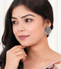 Handmade Oxidized Silver Stud Earrings with Dangling Beads – Ethnic Boho Tribal Jewelry for Women (BLACKLUXE CRAFTS) - BLACKLUXECRAFTS